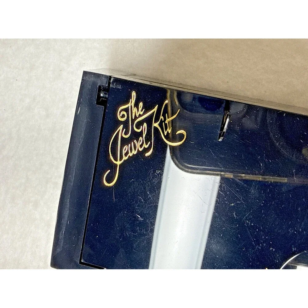The Jewel Kit Vintage 1980s Black Expandable Fold Out Jewelry Box Mirror Retro